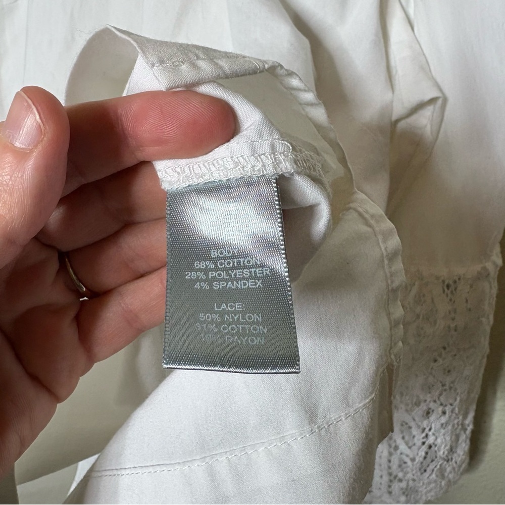 Like New Marled White Blouse with Lace Sleeves Size 2x - Picture 5 of 7